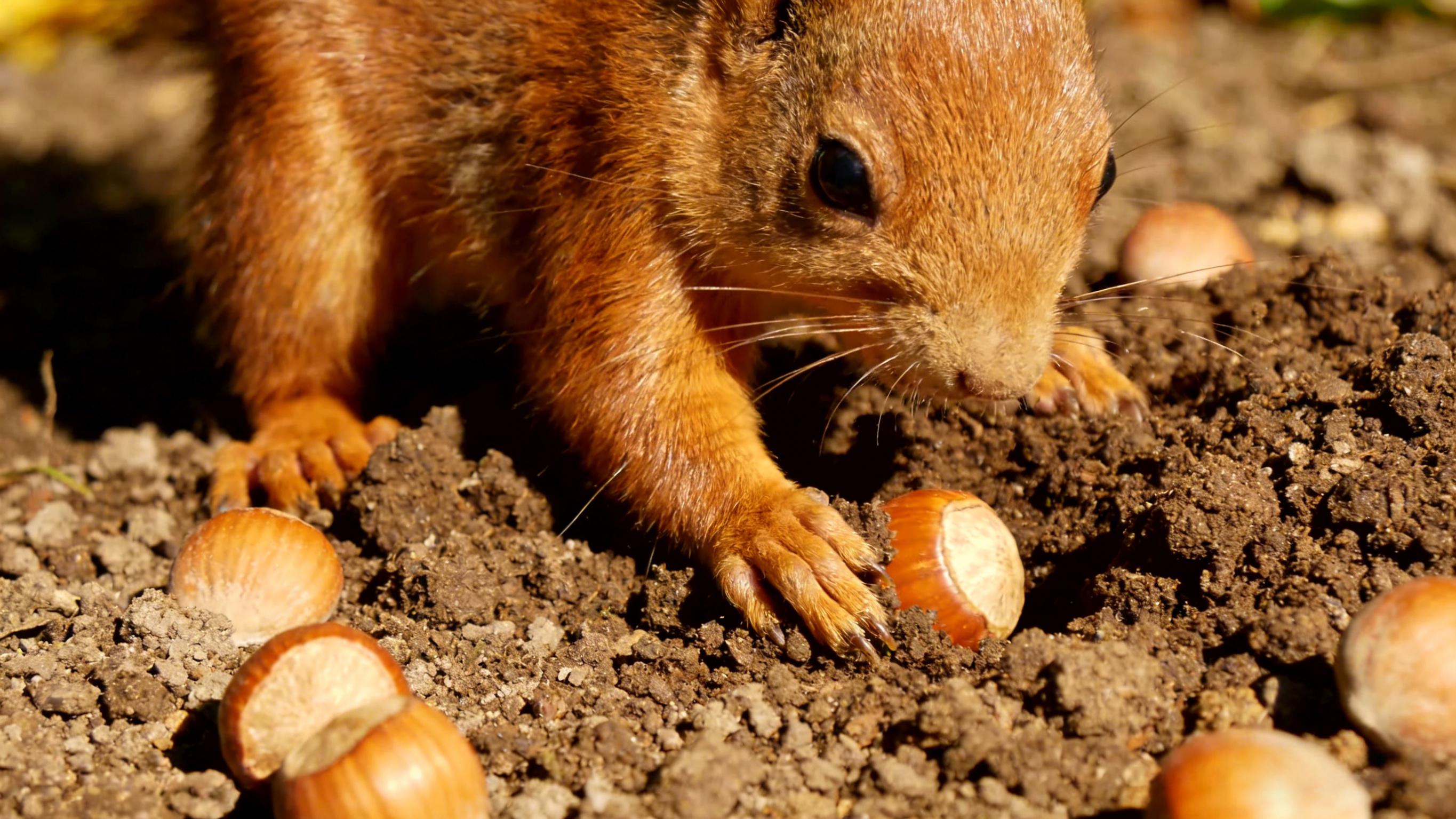 How do squirrels retrieve nuts buried deep underground?
