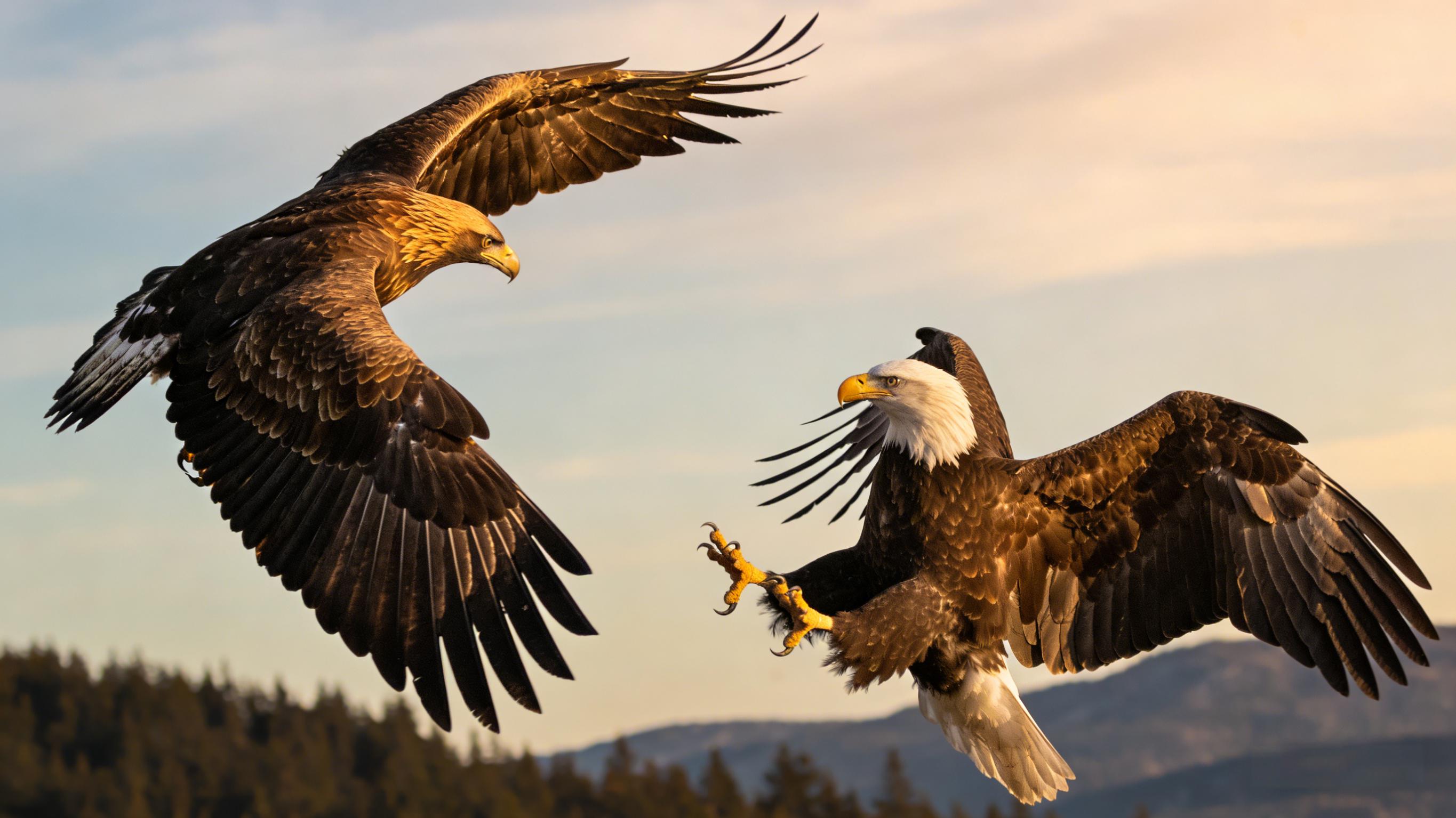 The Air Battle of the Raptor Kings - The Peak Duel Between Golden Eagles and Bald Eagles